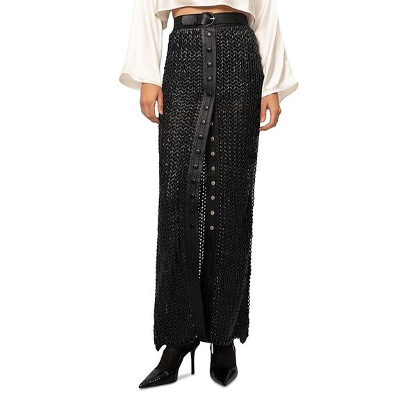 Nonchalant Label Karina Leather Maxi Skirt Black - M - Picture 1 of 5